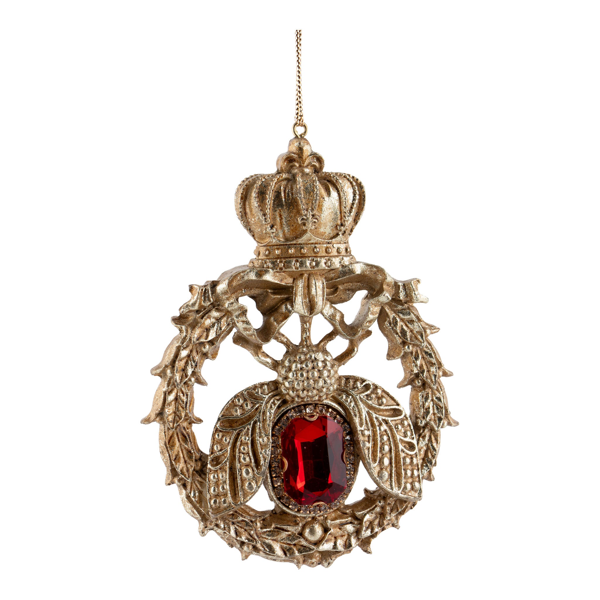 Golden Royal Bee Red Ornament - Seasonal Decor