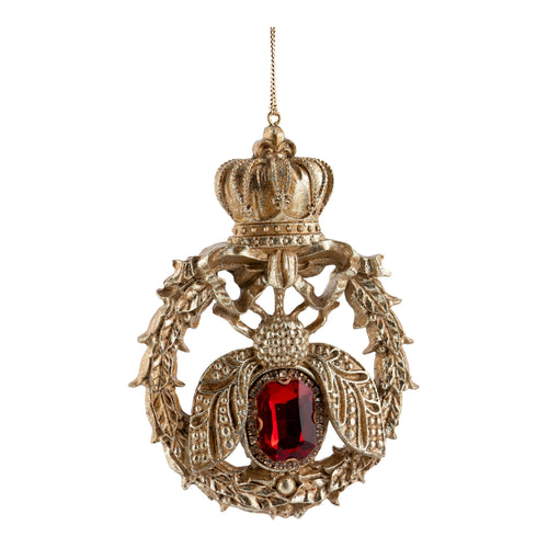 Golden Royal Bee Red Ornament - Seasonal Decor