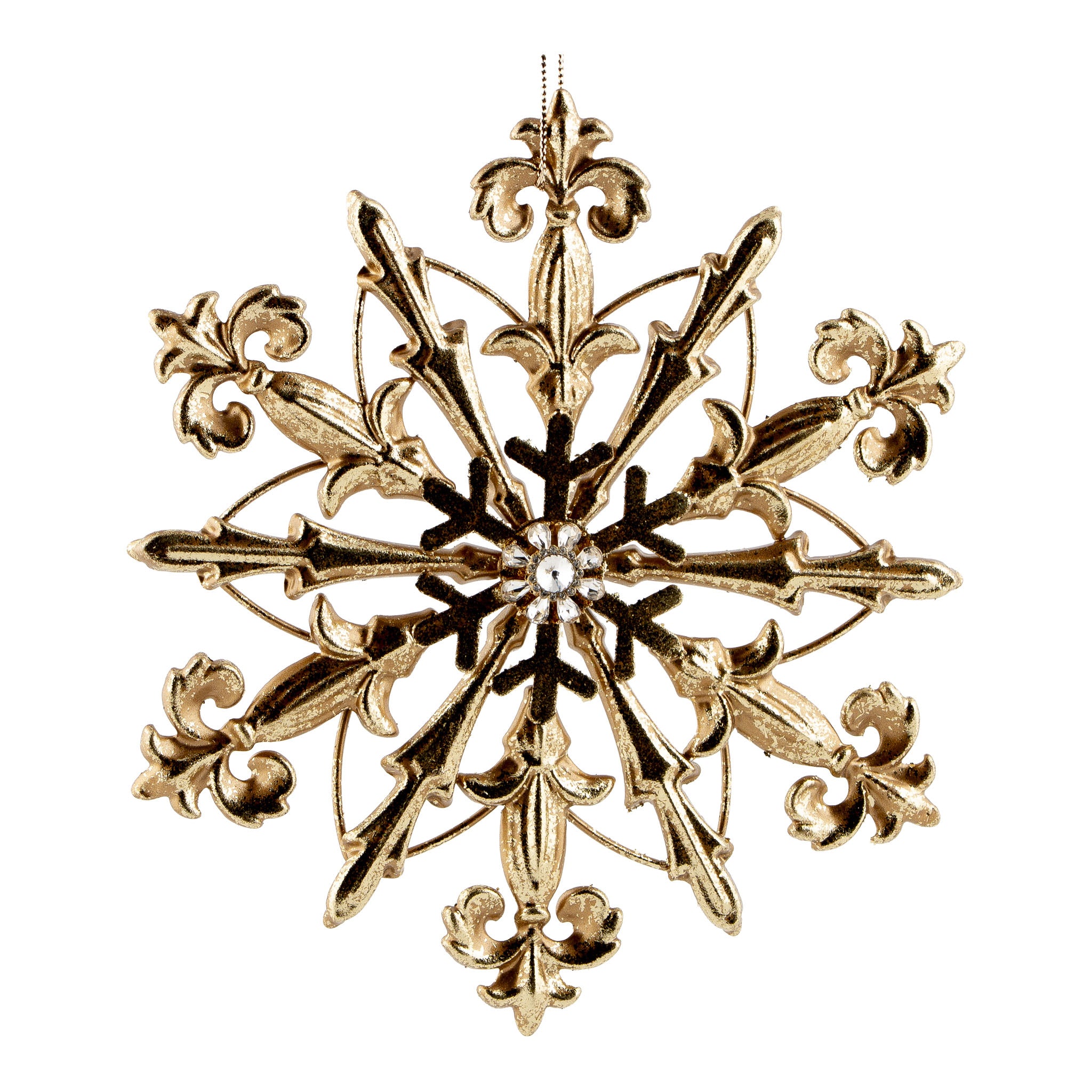 20cm Gold Snowflake Hanging - Seasonal Decor