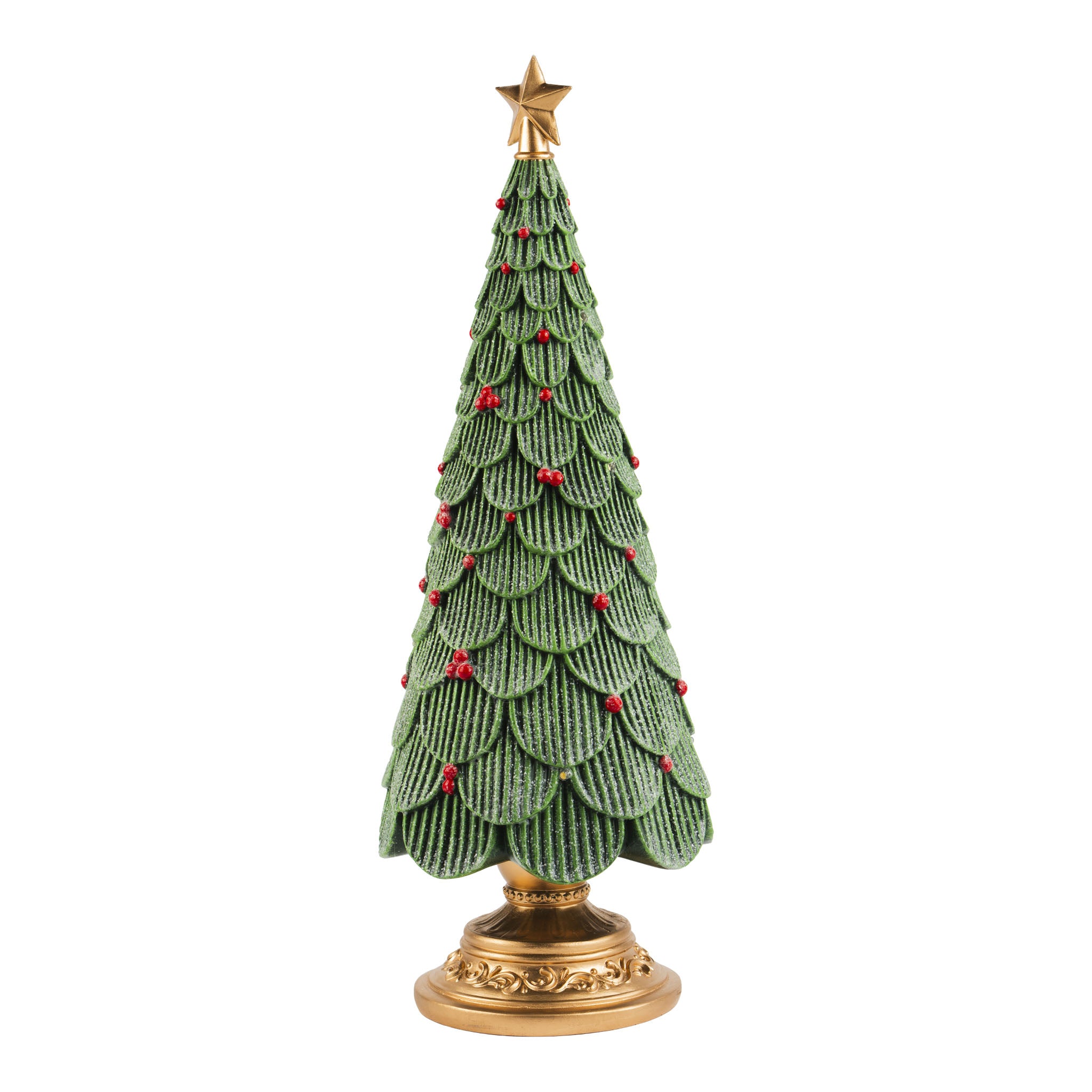 38cm Green Tree Red Berries - Seasonal Decor