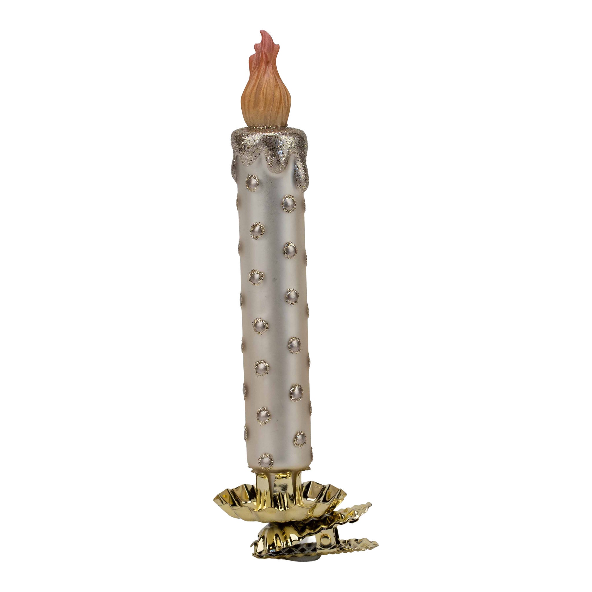 5cm Champagne Spotty Candle Clip Set of 6 - Seasonal Decor