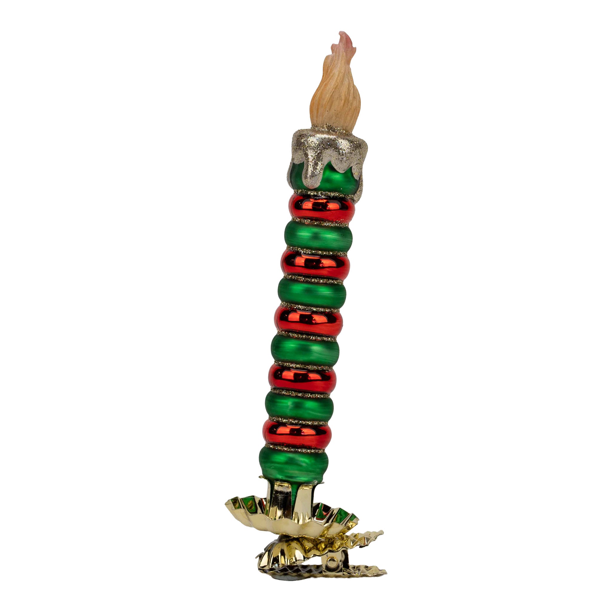 5cm Red Green Swirl Candle Clip Set of 6 - Seasonal Decor