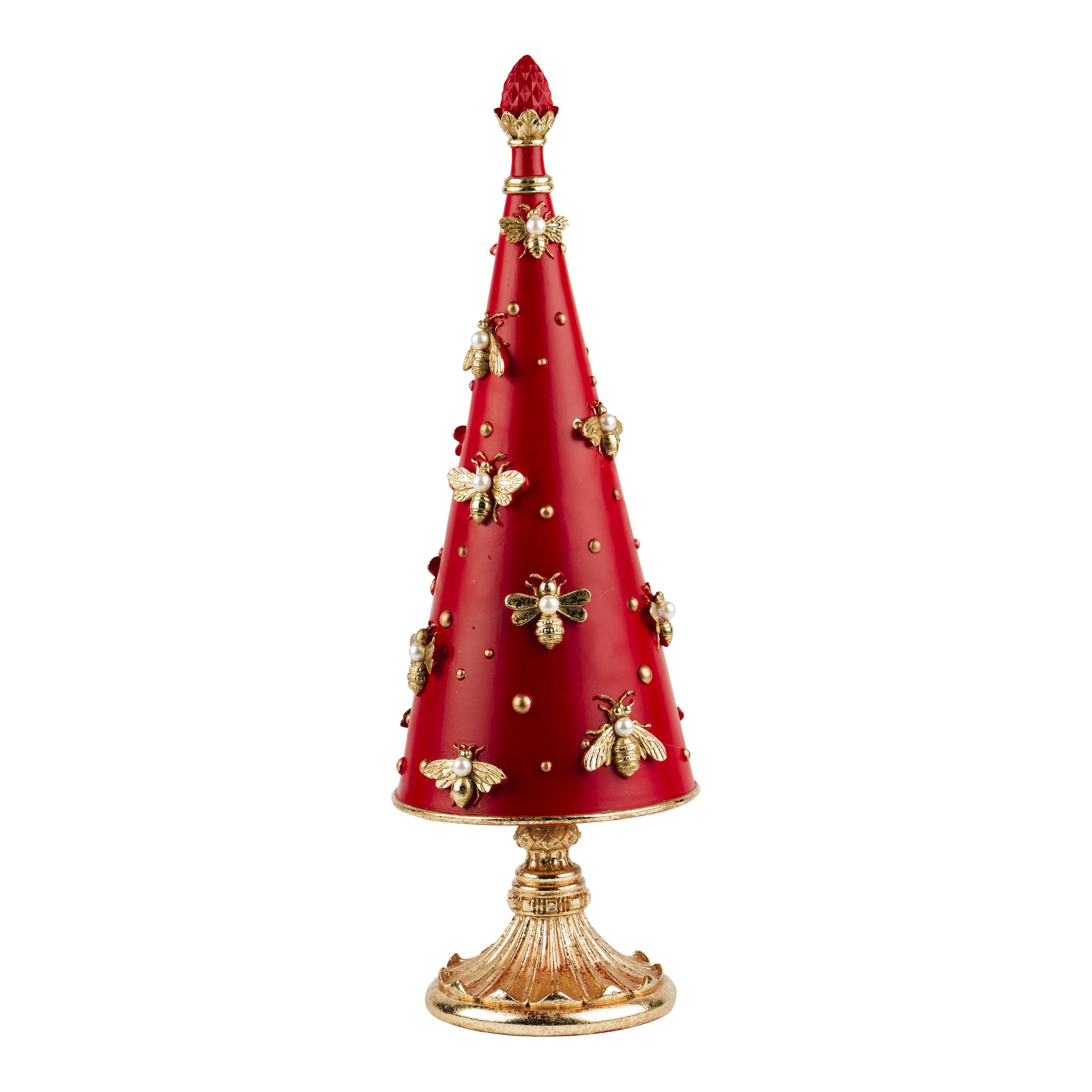 40cm Red Bee Christmas Tree - Seasonal Decor