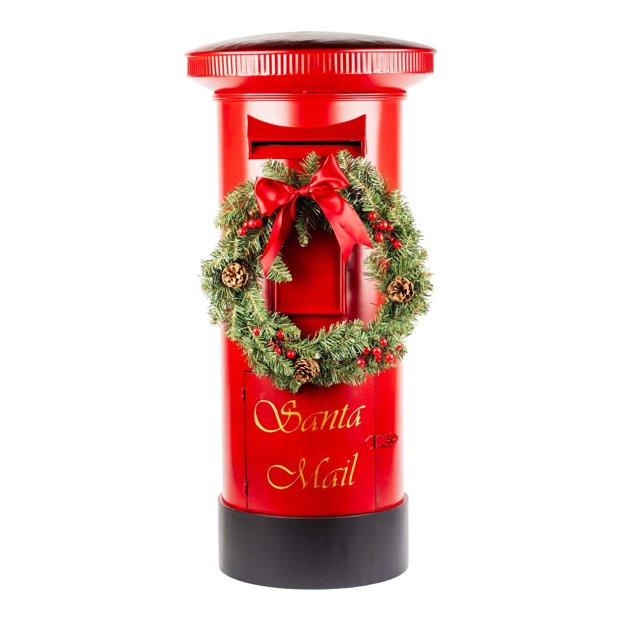 91cm Red Mailbox with Wreath - Seasonal Decor