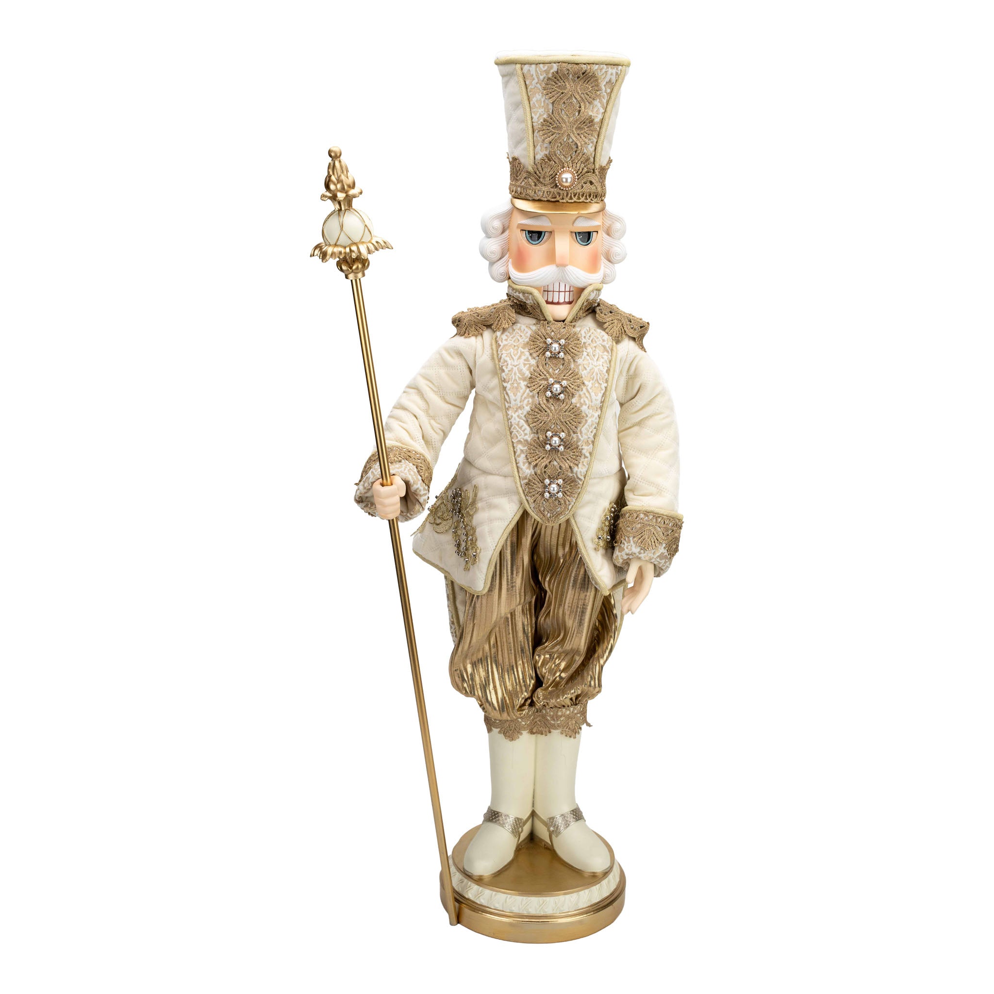 95cm Champagne Nutcracker on Base - Seasonal Decor