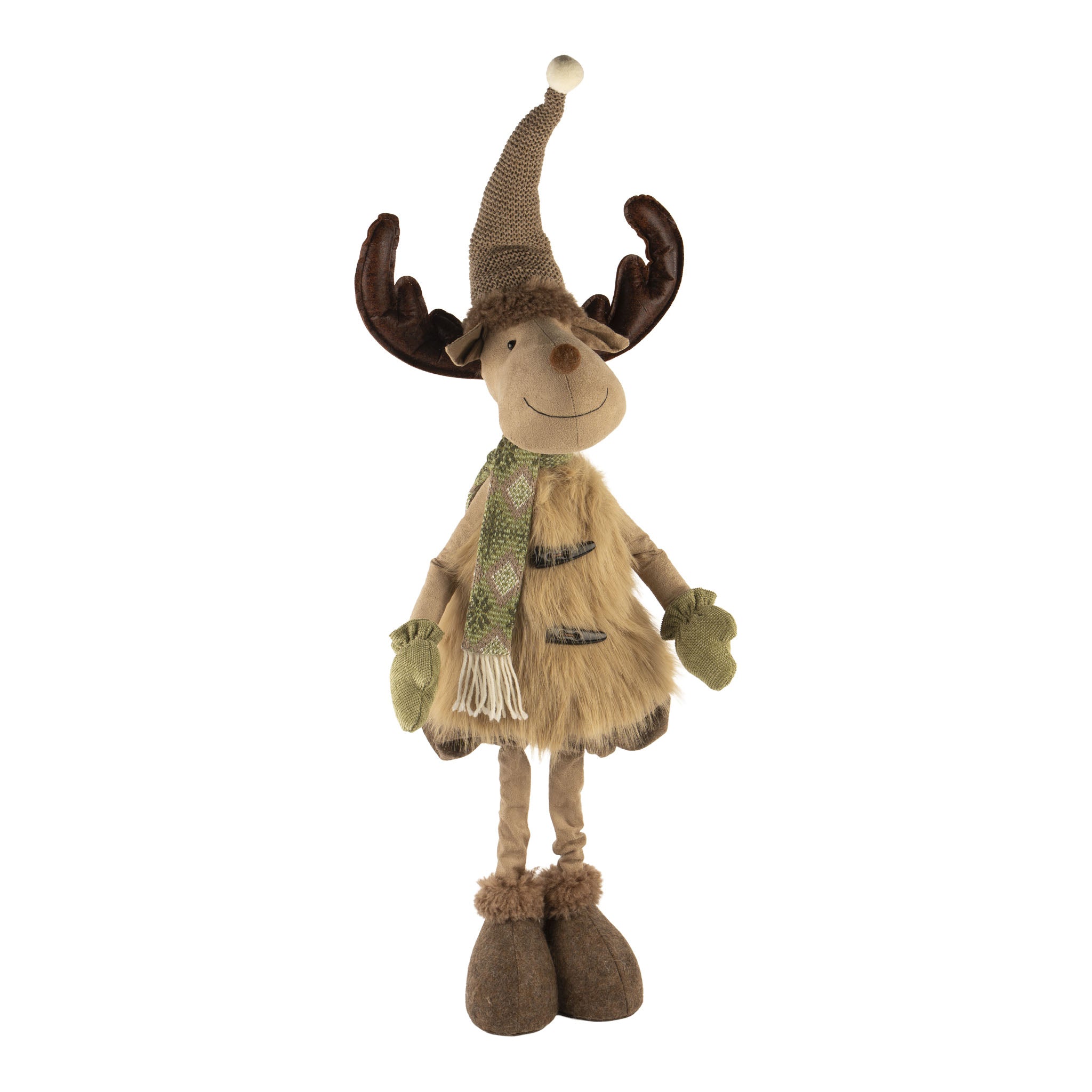 90cm Standing Boy Moose Natural Telescopic - Seasonal Decor