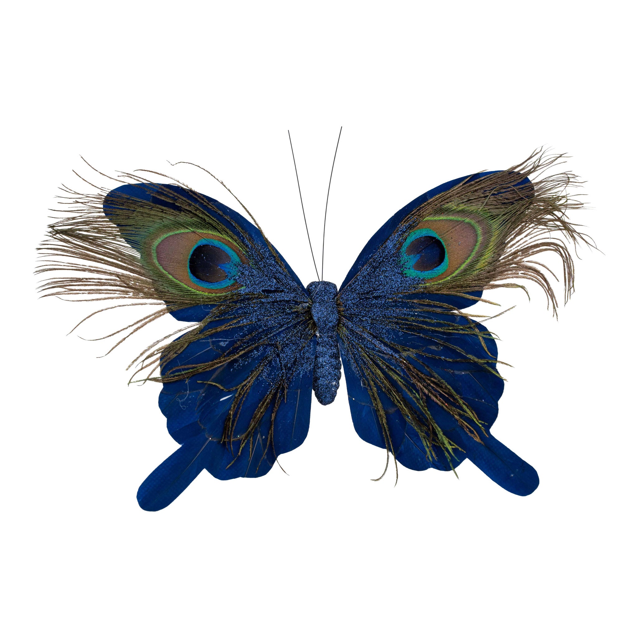 20cm Blue Peacock Butterfly Clip on - Seasonal Decor