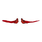 Set of 2 18cm Red Glitter Bird Clip on - Seasonal Decor