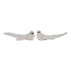 Set of 2 18cm White Glitter Bird Clip on - Seasonal Decor