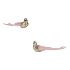 Set of 2 18cm Champagne Glitter Bird, Pink Tail Clip on - Seasonal Decor
