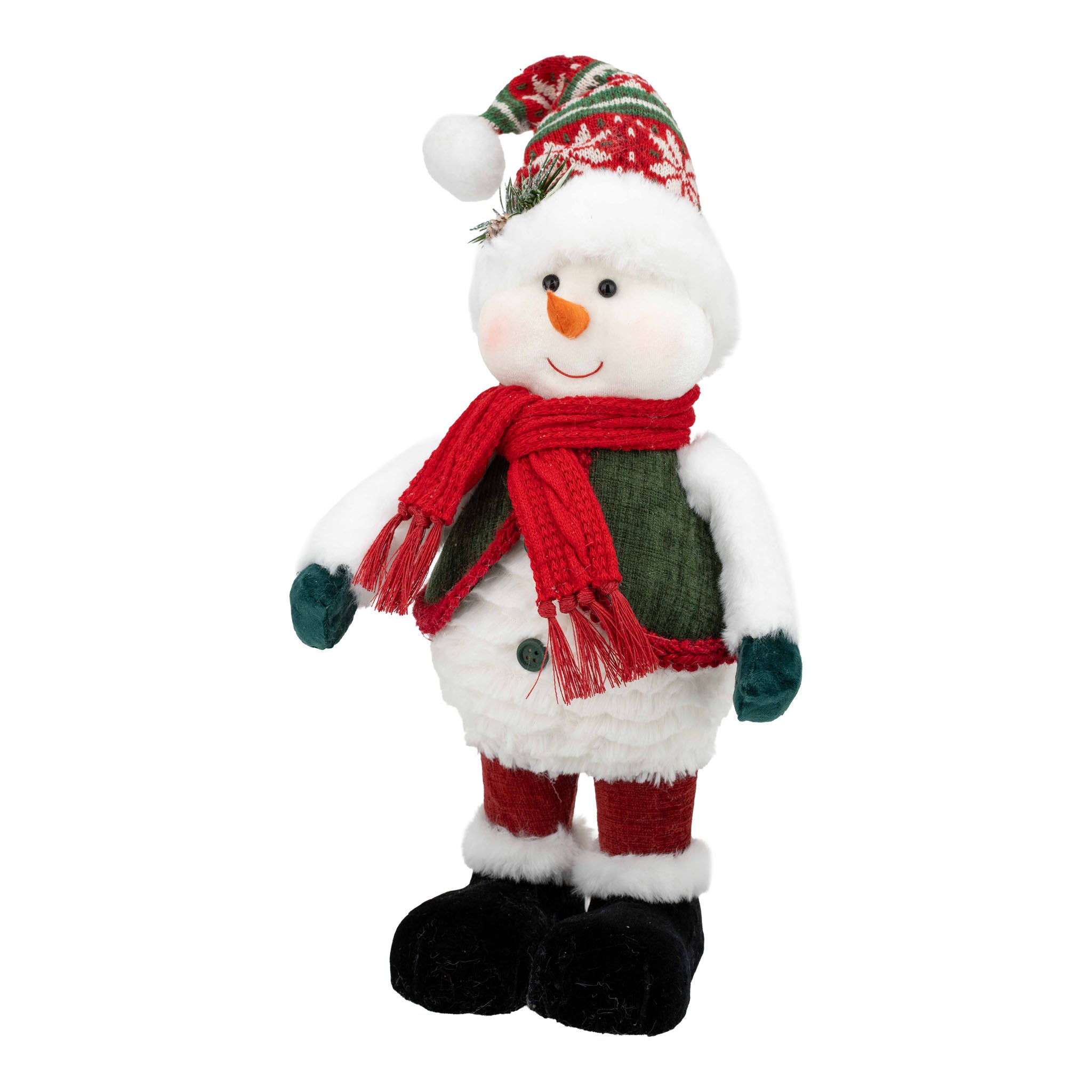 43cm Snowman with Santa Hat - Seasonal Decor