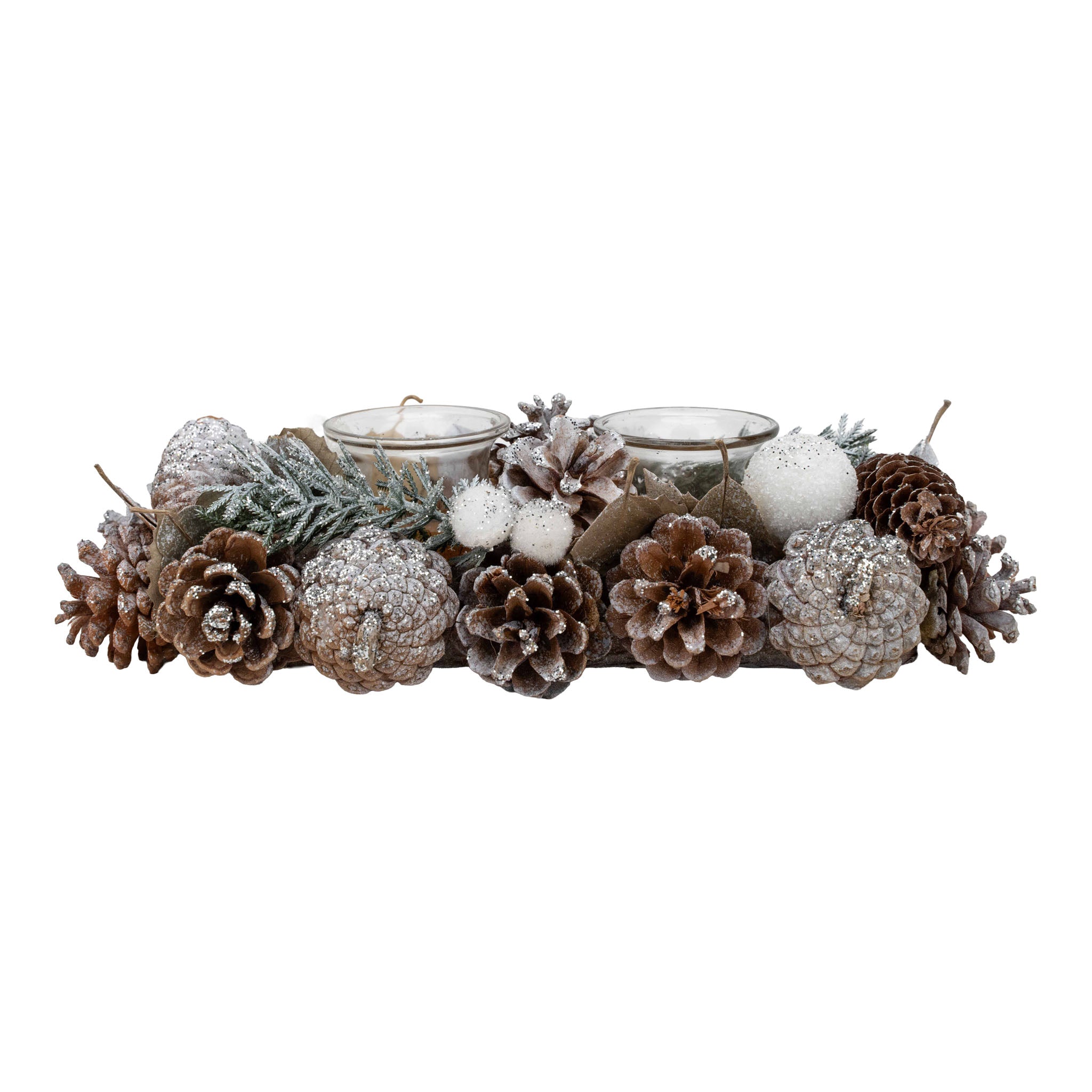 Silver Double Candle Holder - Seasonal Decor