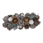 Silver Double Candle Holder - Seasonal Decor