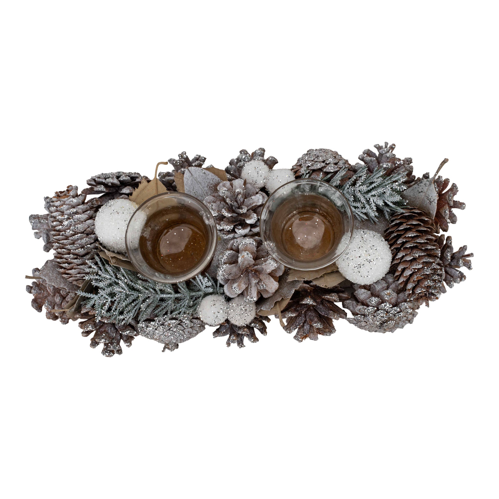 Silver Double Candle Holder - Seasonal Decor