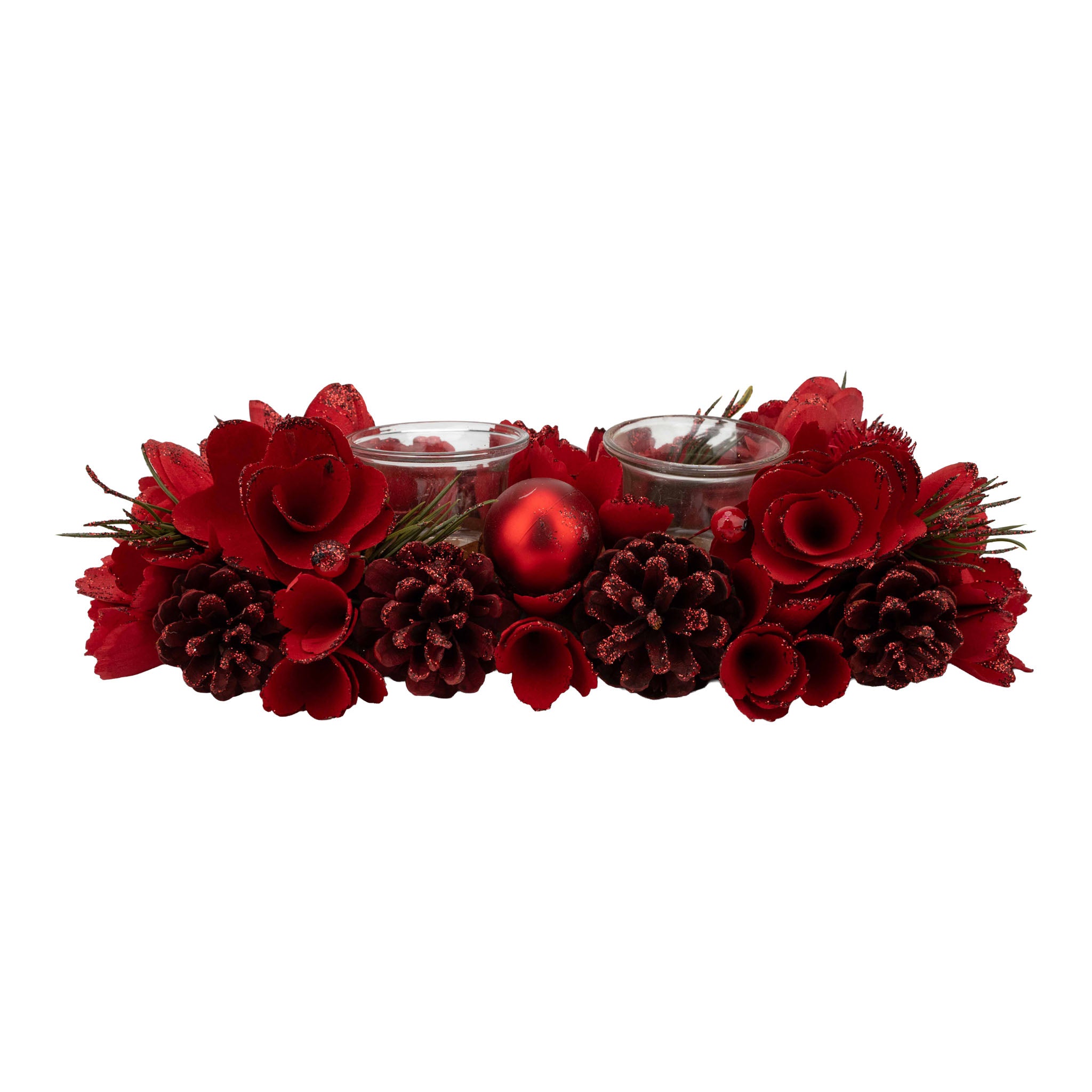 Red Double Candle Holder - Seasonal Decor