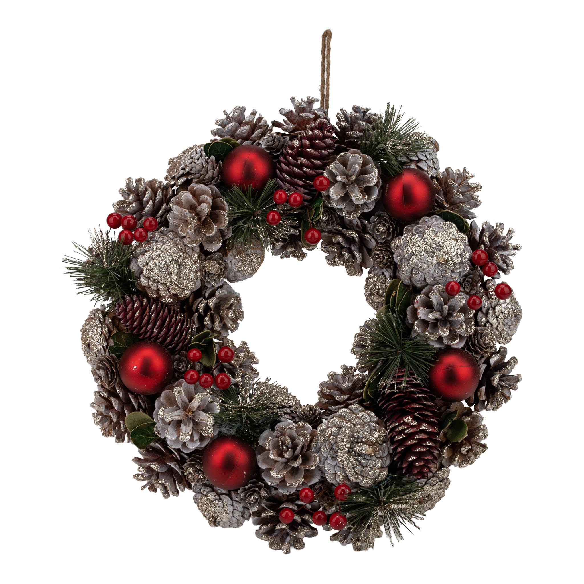 33cm Festive Wreath Candle Holder - Seasonal Decor