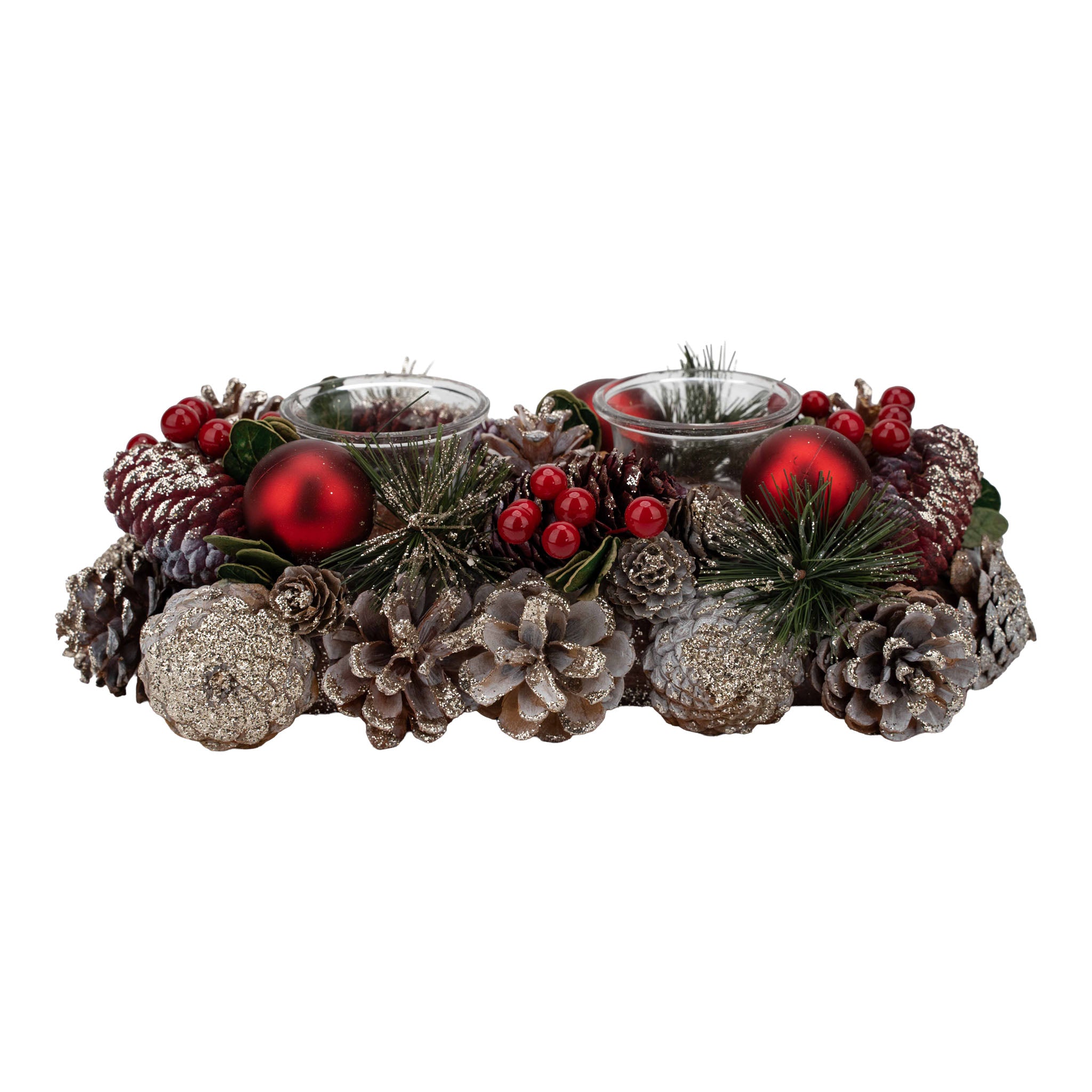 Festive Double Candle Holder - Seasonal Decor