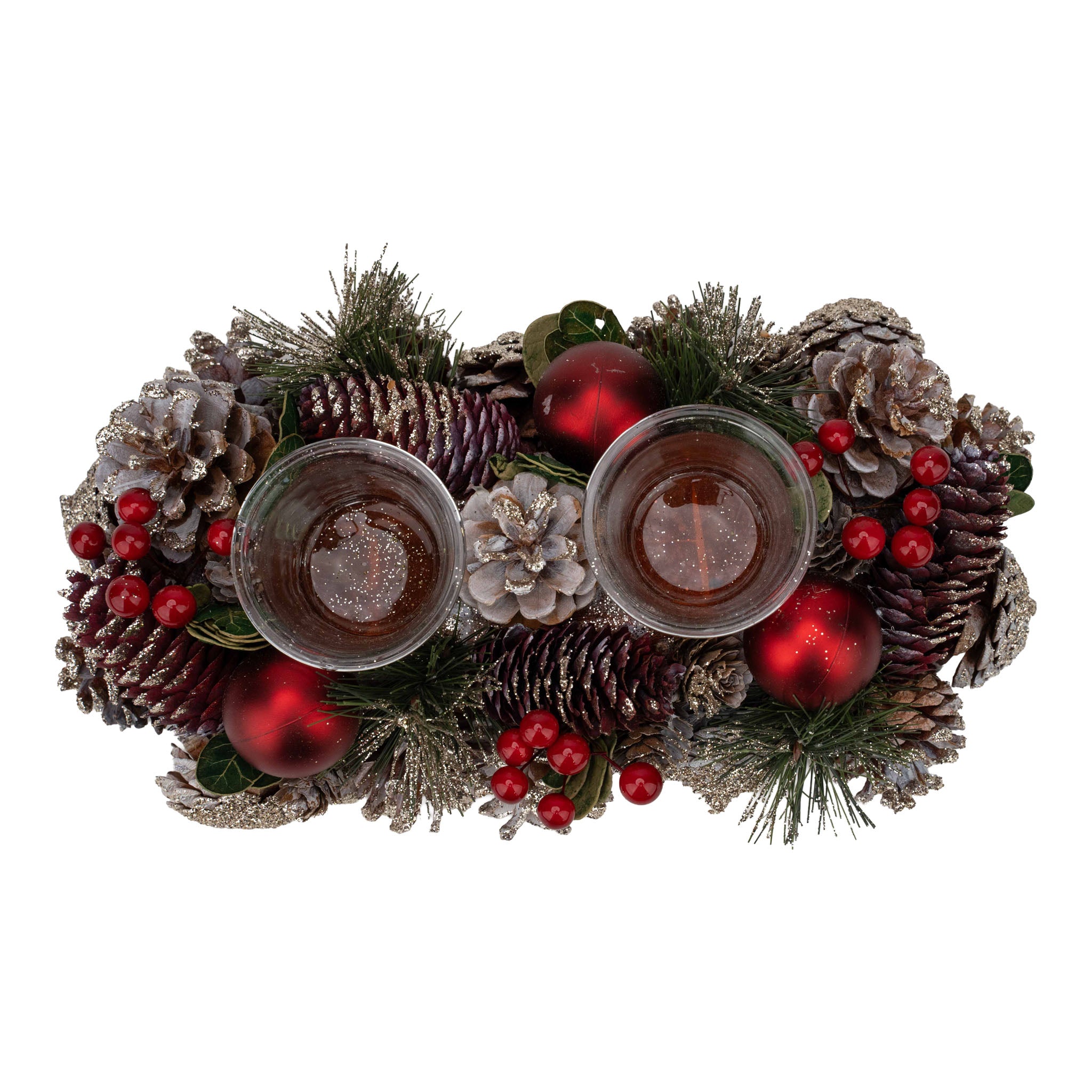 Festive Double Candle Holder - Seasonal Decor