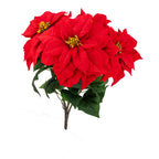 60cm 7 Flower Red Poinsettia Bunch - Seasonal Decor