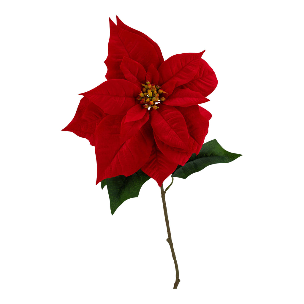 71cm Red Poinsettia Stem - Seasonal Decor