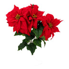 60cm 5 Flower Red Poinsettia Bunch - Seasonal Decor