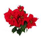 60cm 5 Flower Red Poinsettia Bunch - Seasonal Decor