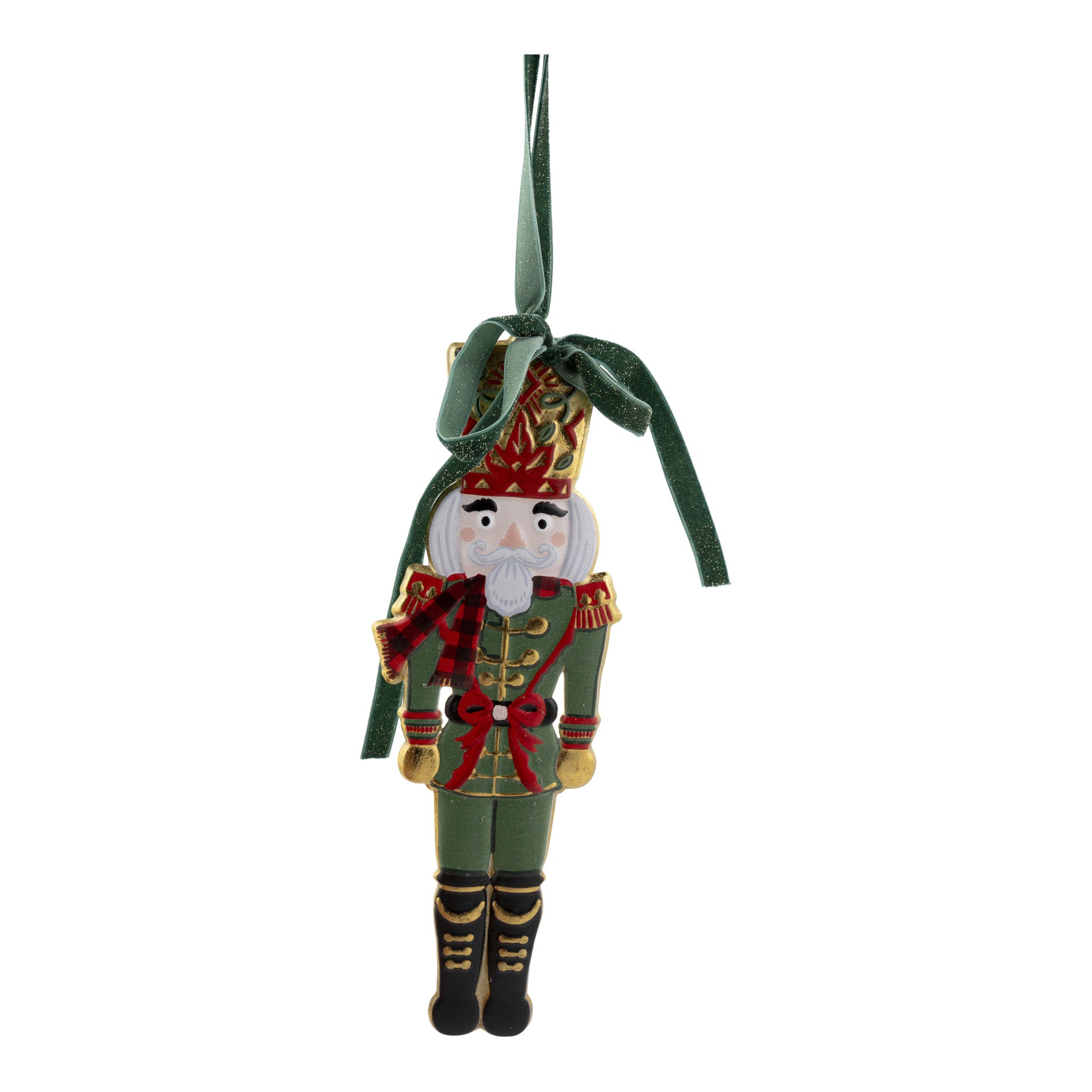 24cm Green Red Nutcracker Hanging Ornament - Seasonal Decor