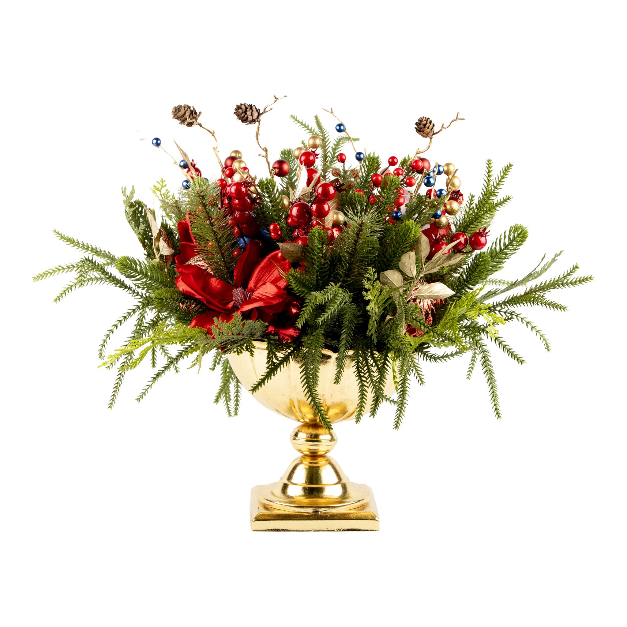 Red & Blue Exquisite Floral Urn - Seasonal Decor