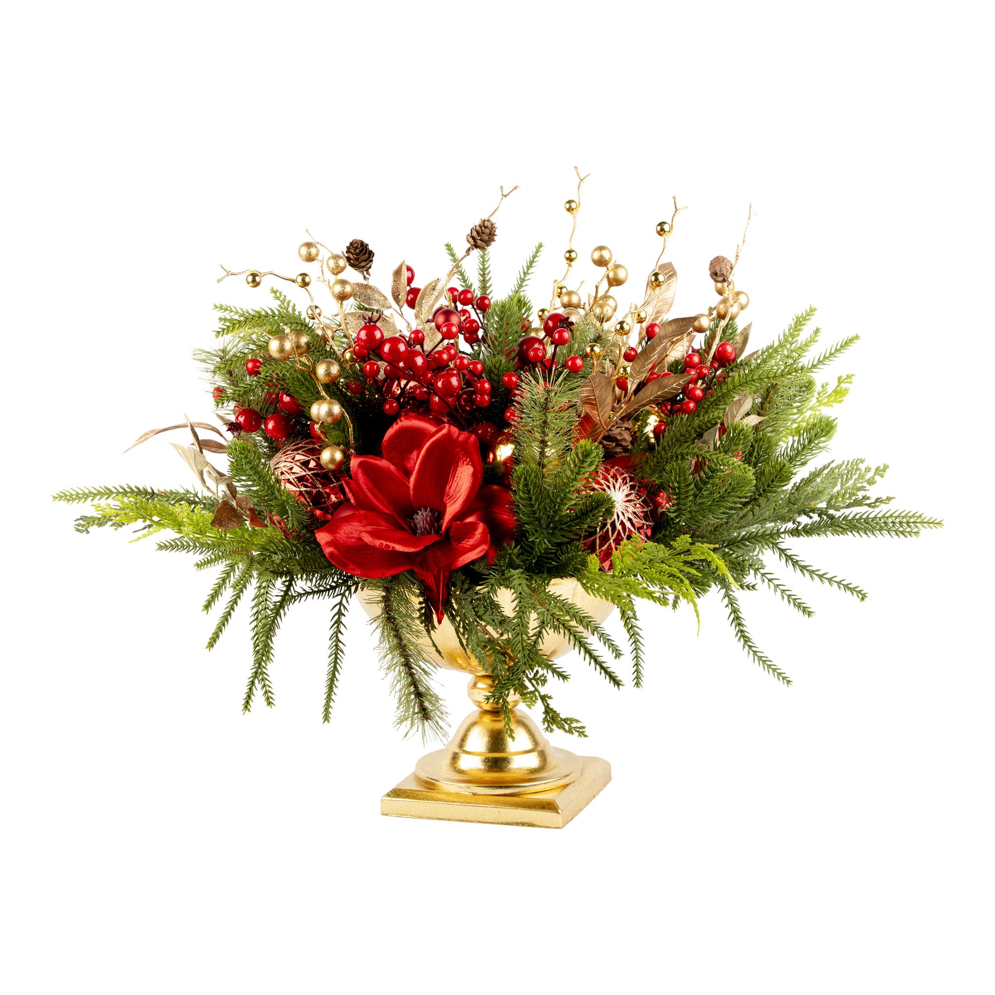 Red & Gold Exquisite Floral Urn - Seasonal Decor