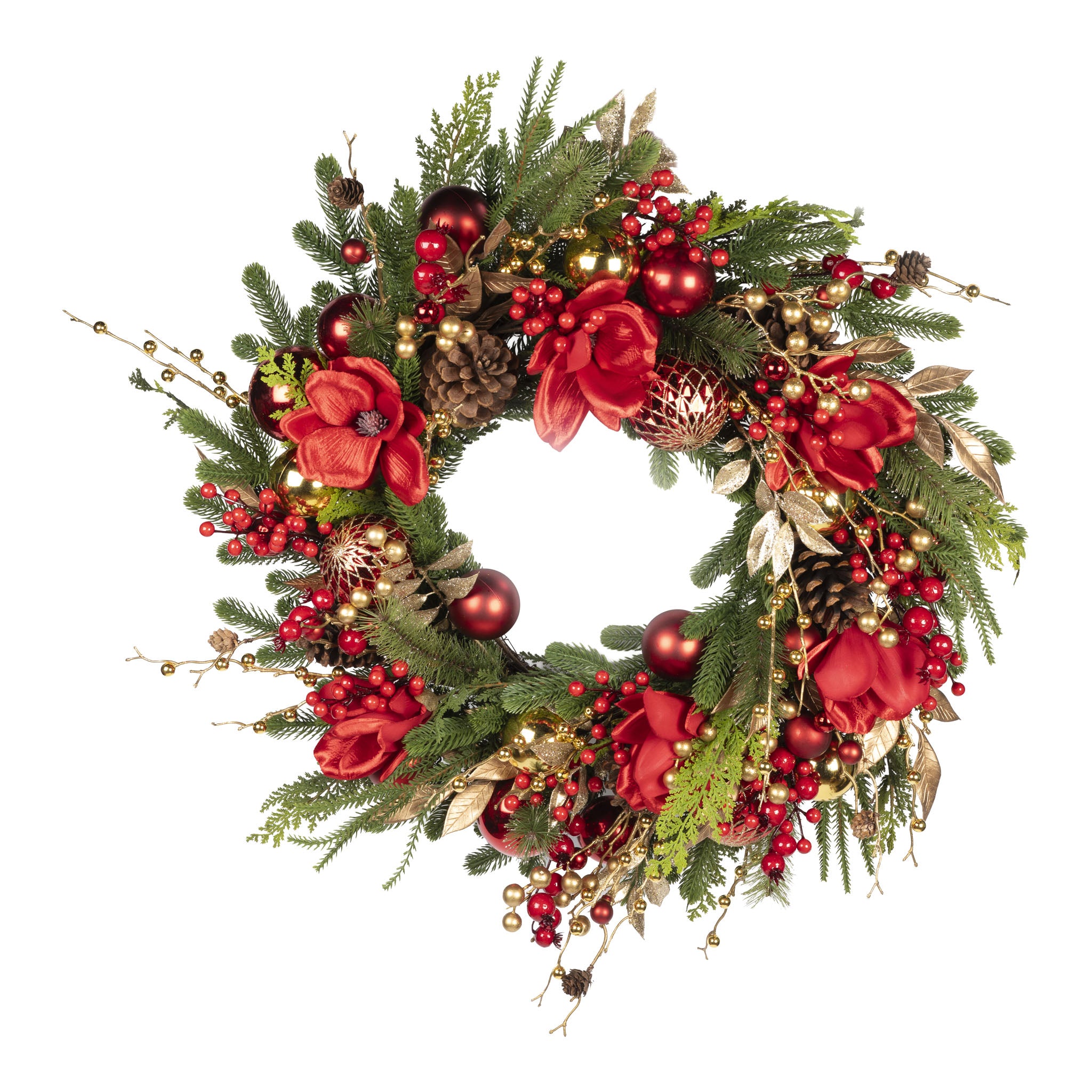 70cm Red & Gold Exquisite Wreath - Seasonal Decor
