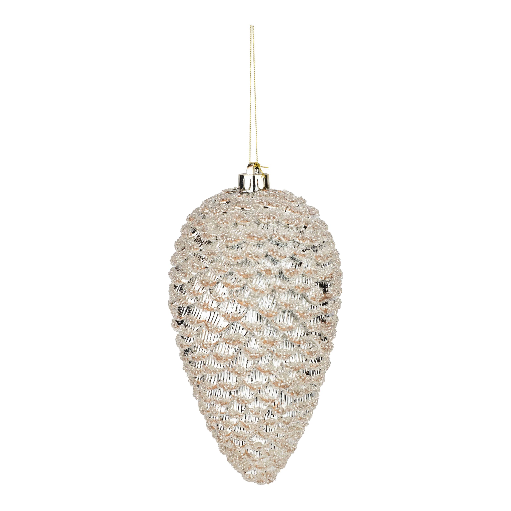 25cm Champagne Pinecone Ornament - Seasonal Decor