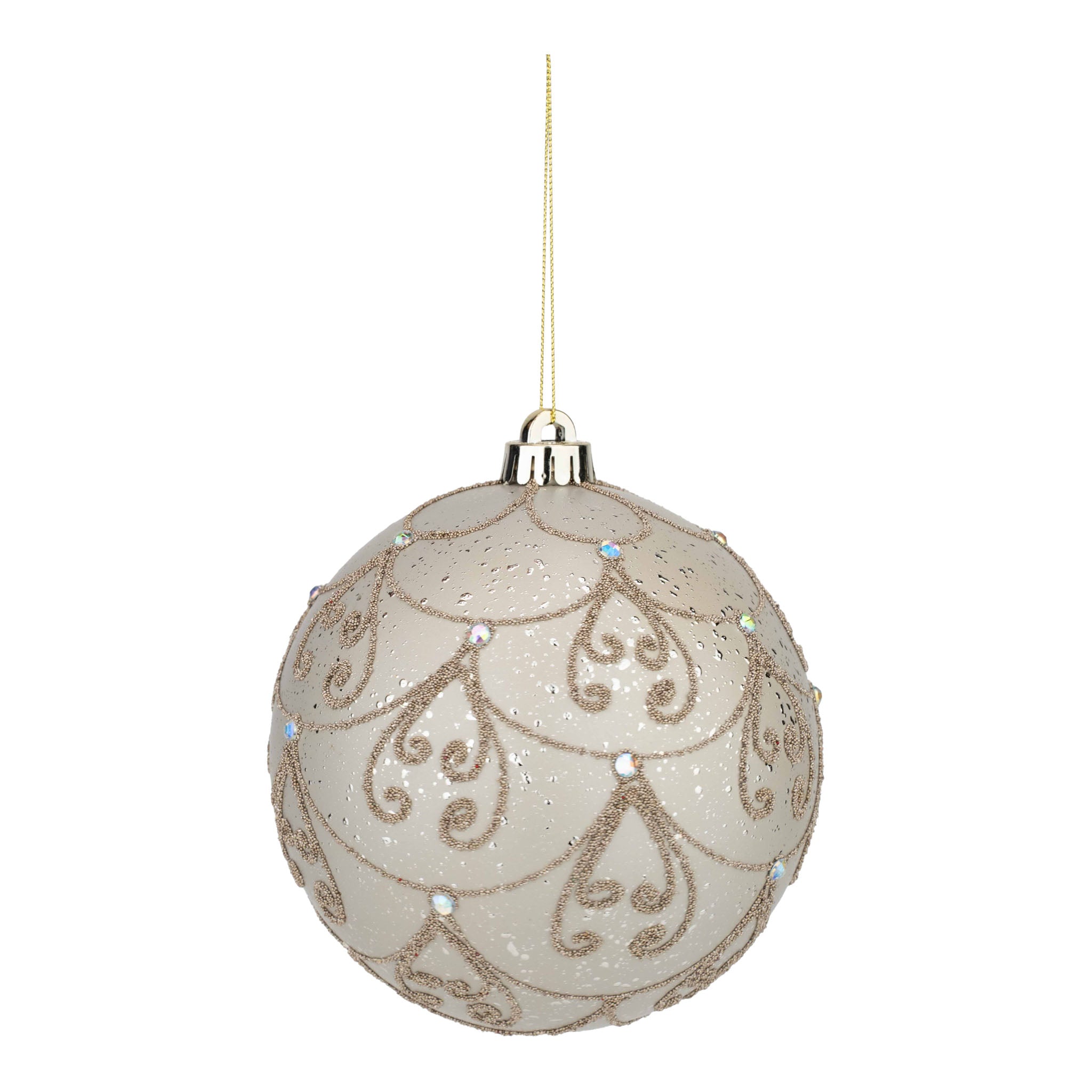 15cm Champagne Swirl Ball Ornament - Seasonal Decor