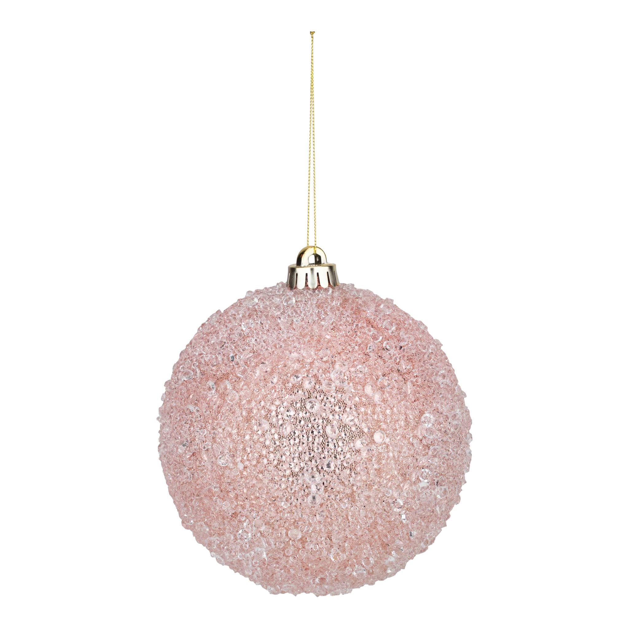 15cm Pink Frosted Crystal Ball Ornament - Seasonal Decor