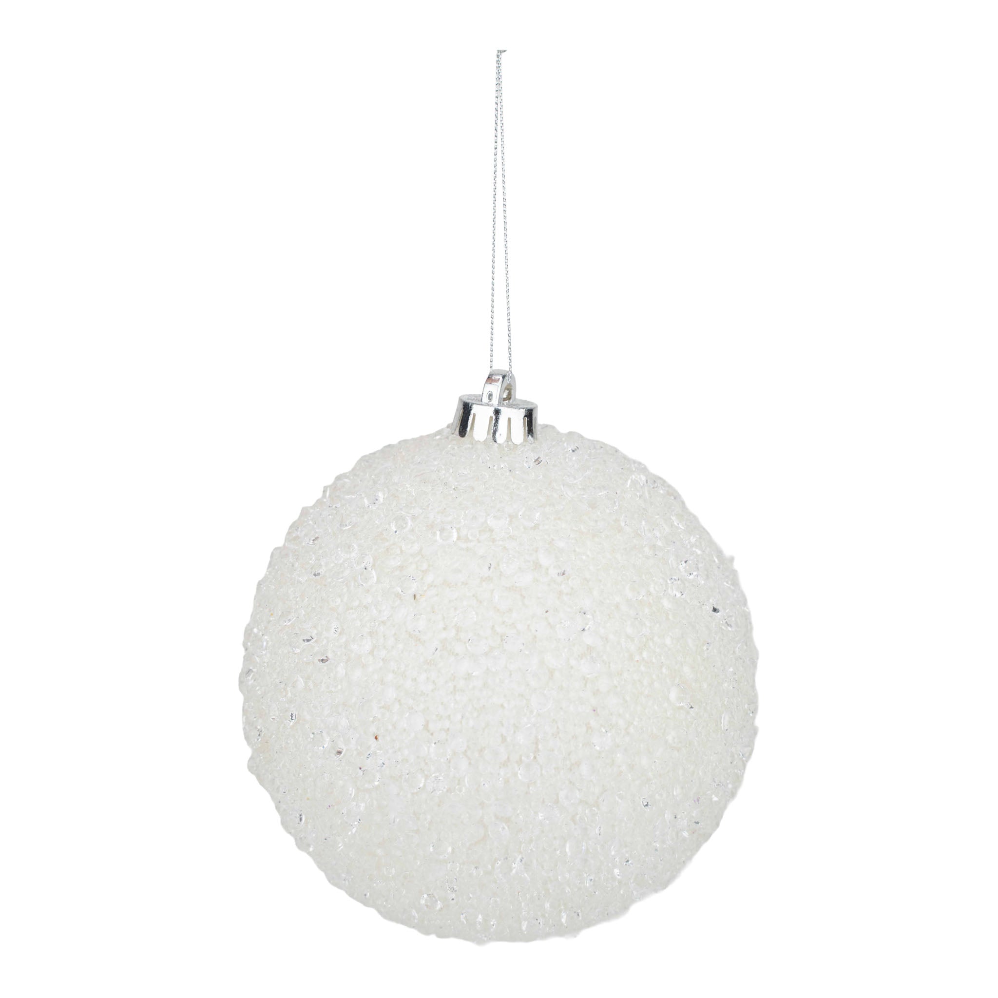 15cm White Frosted Crystal Ball Ornament - Seasonal Decor