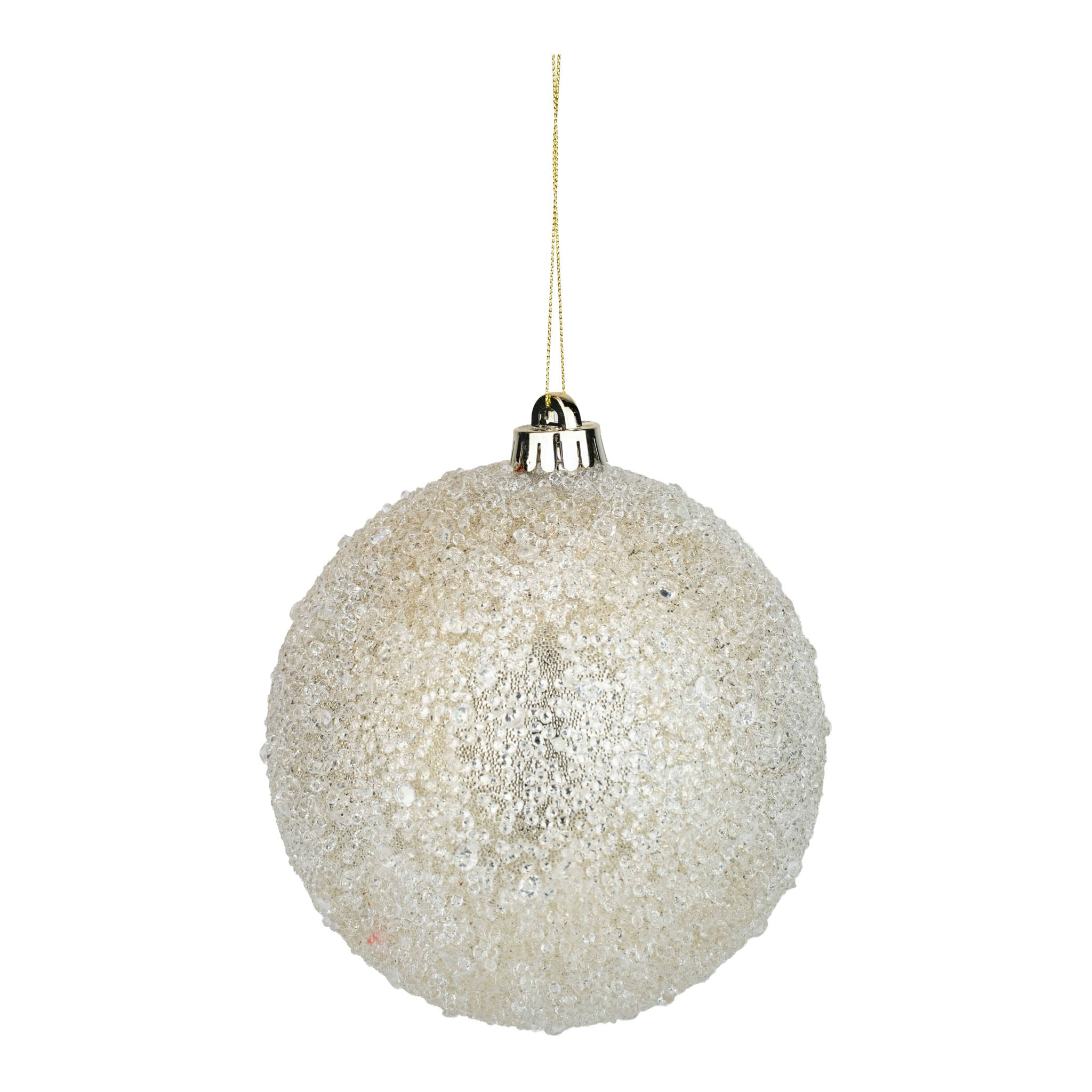 15cm Champagne Frosted Crystal Ball Ornament - Seasonal Decor