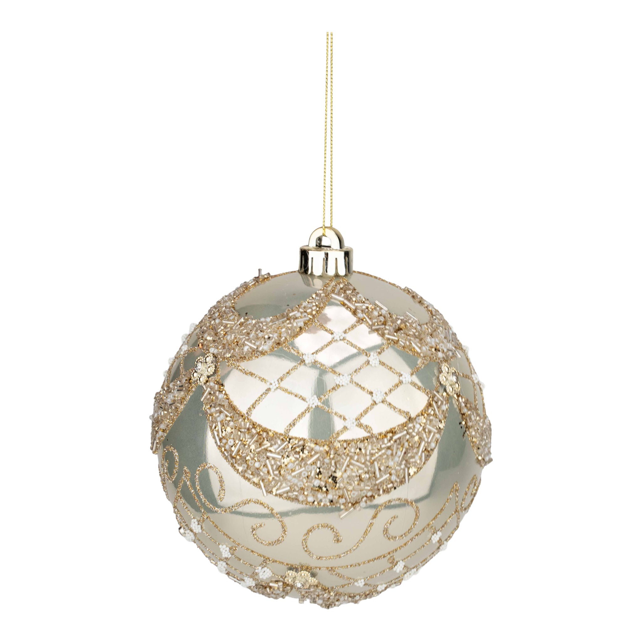 15cm Champagne Pearl Ball Ornament - Seasonal Decor