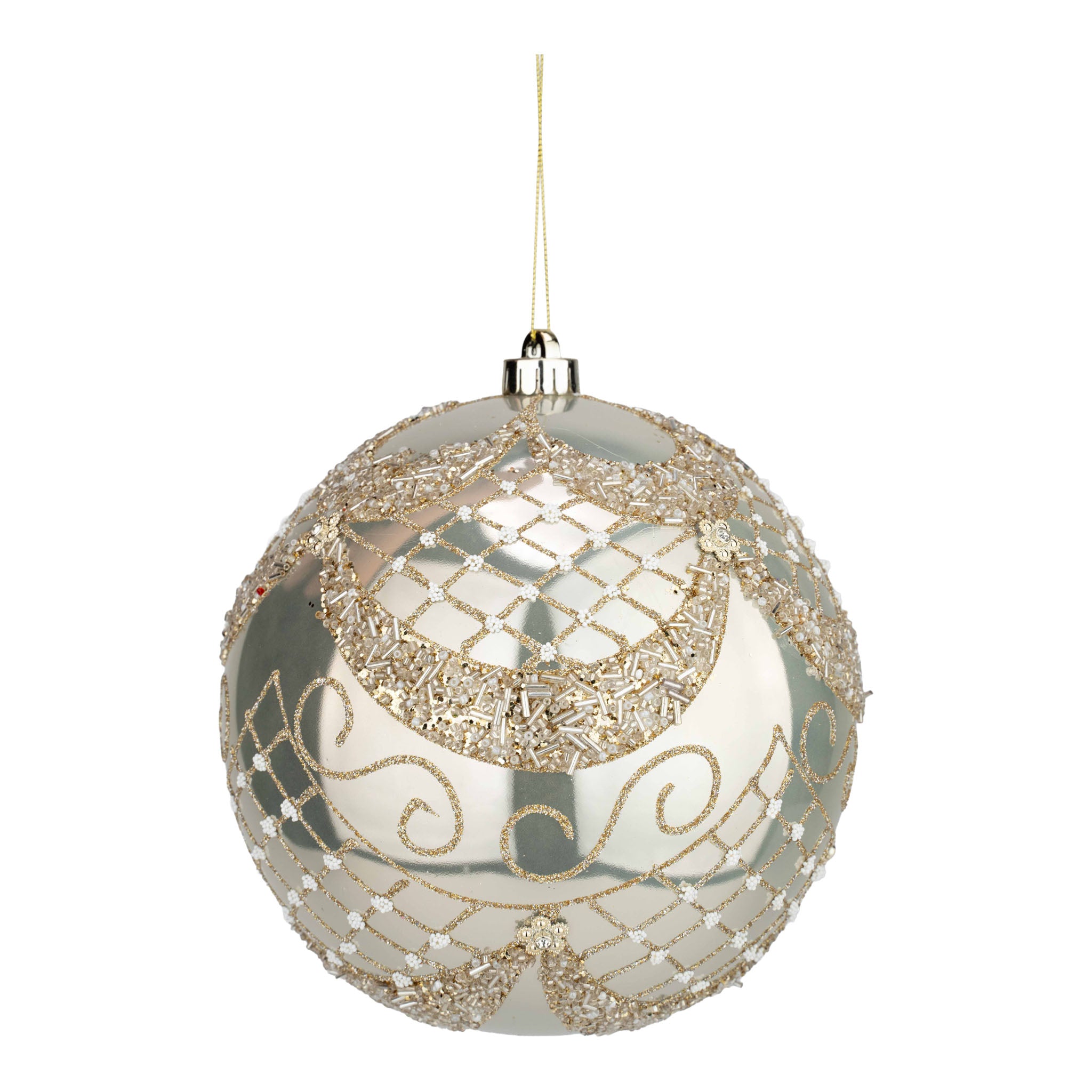 20cm Champagne Pearl Ball Ornament - Seasonal Decor