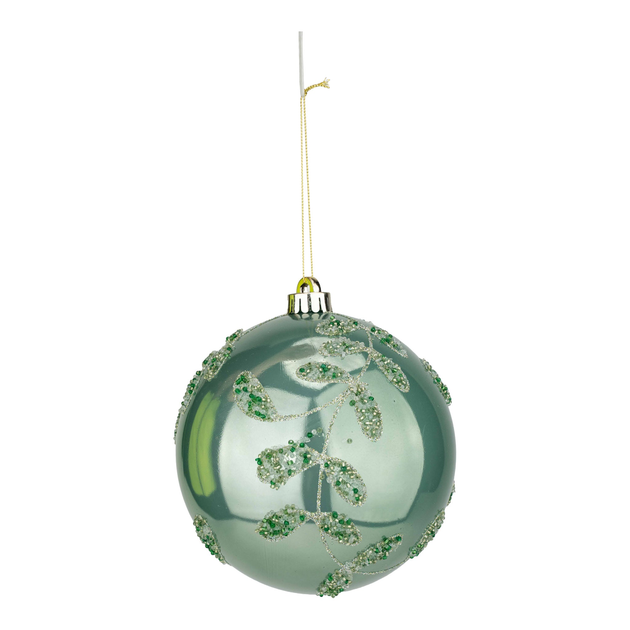 15cm Mint Green Leaf Ball Ornament - Seasonal Decor