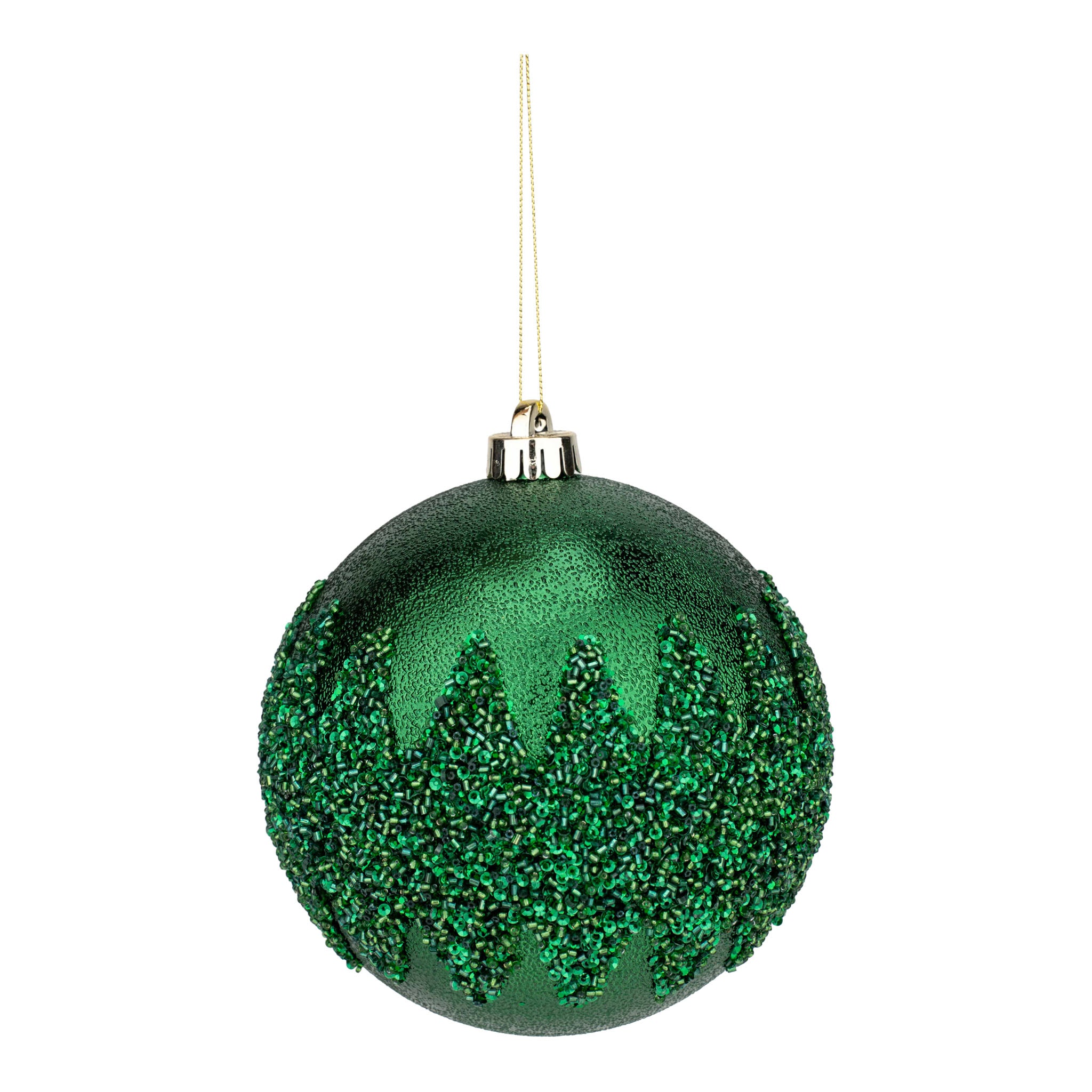 15cm Green Encrusted Ball Ornament - Seasonal Decor
