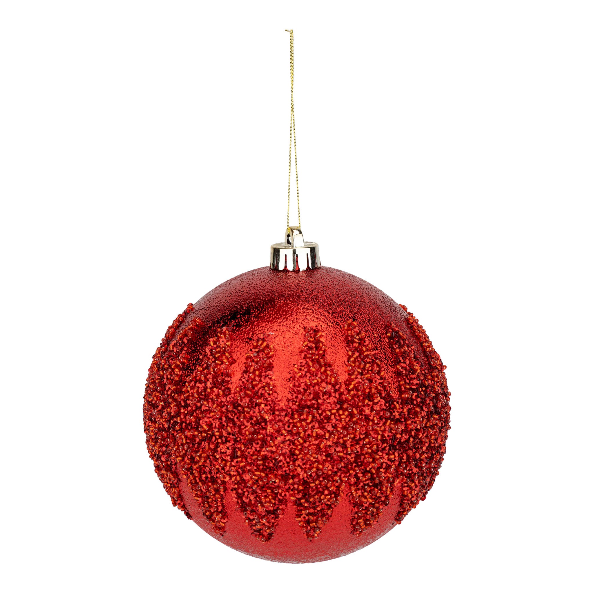 15cm Red Encrusted Ball Ornament - Seasonal Decor