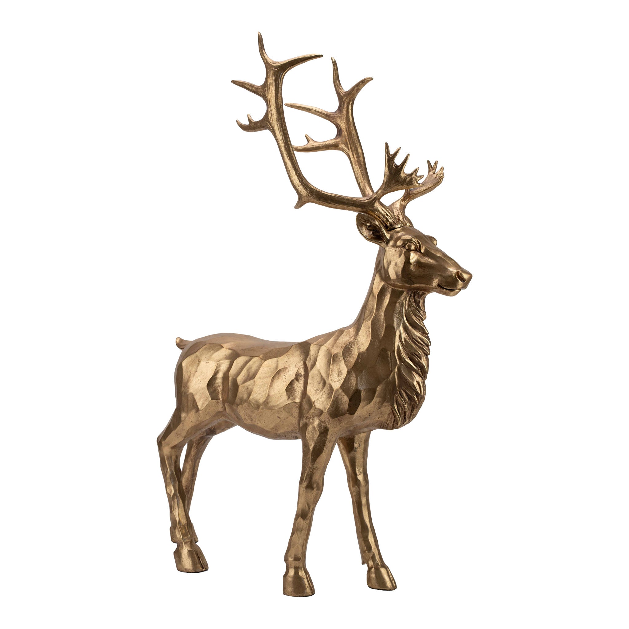 85cm Antique Gold Standing Deer - Seasonal Decor
