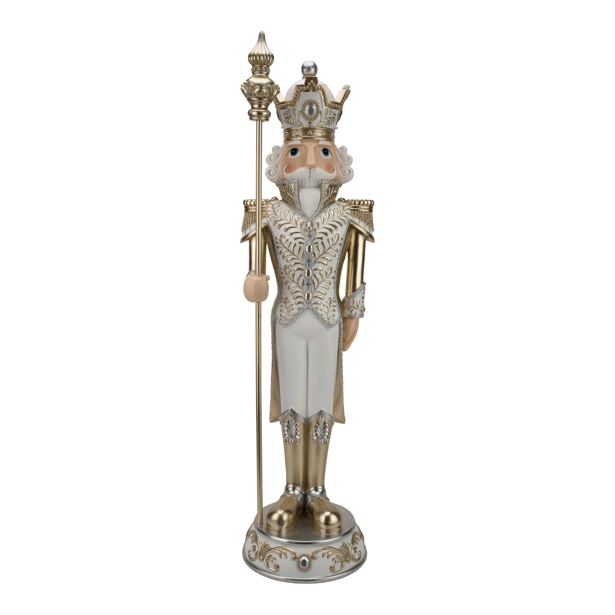 92cm Champagne White LED Nutcracker - Seasonal Decor