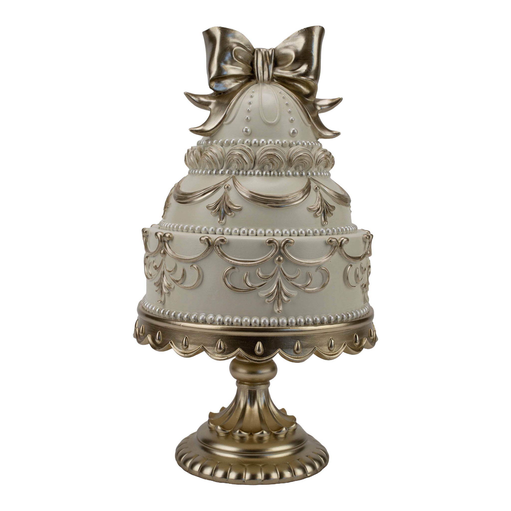 32cm Champagne Tiered Cake with Bow - Seasonal Decor