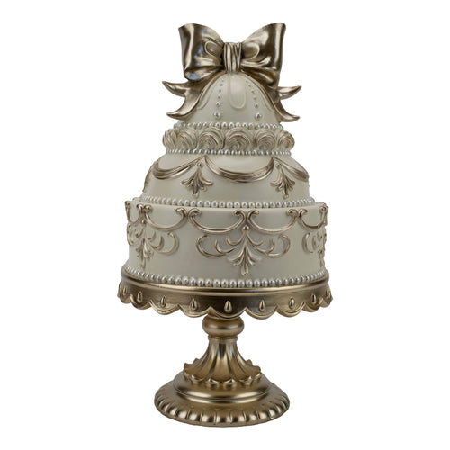 32cm Champagne Tiered Cake with Bow - Seasonal Decor