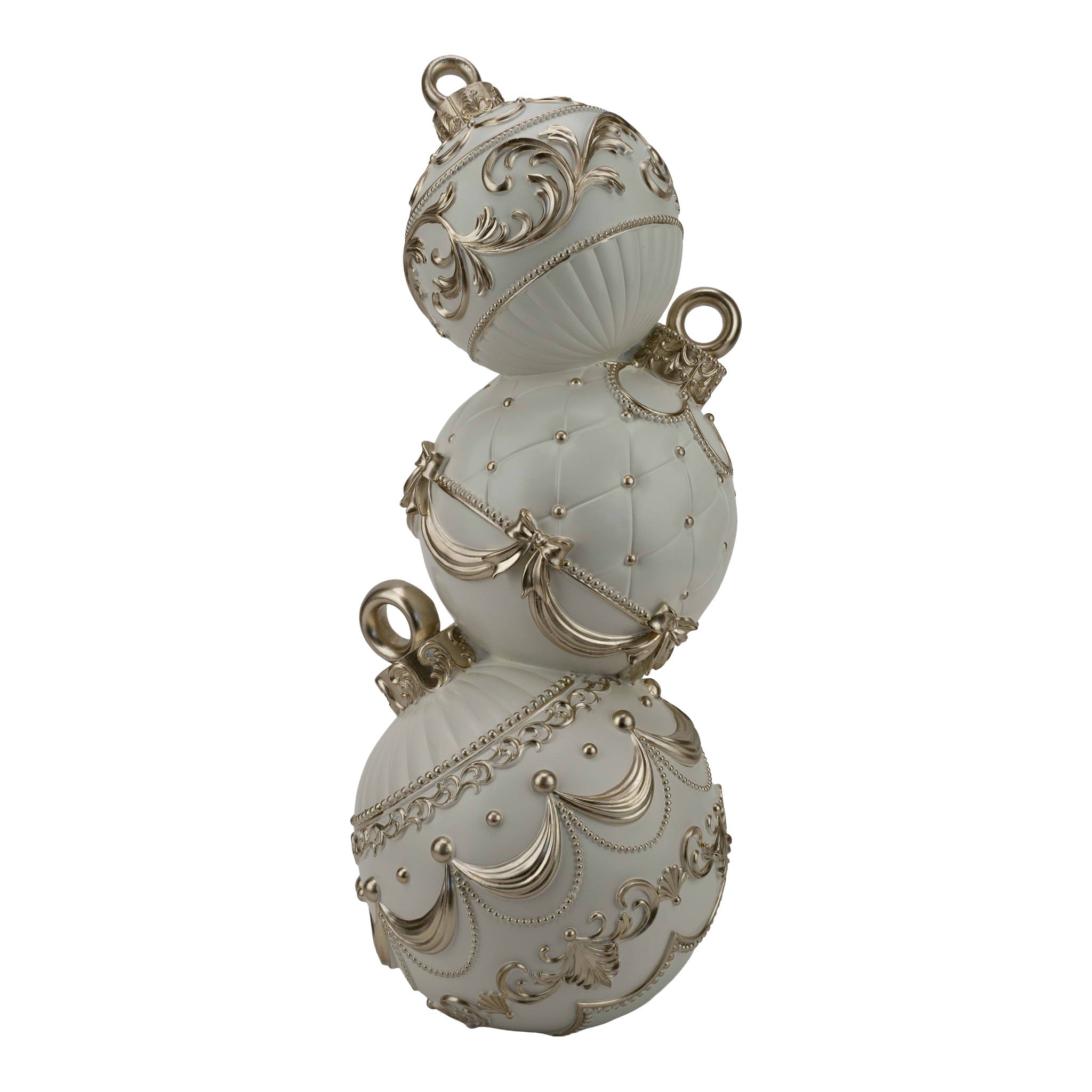 61cm Champagne Ivory Ball Stack - Seasonal Decor