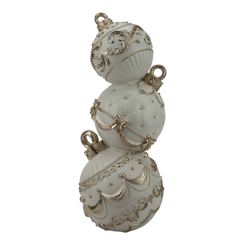 61cm Champagne Ivory Ball Stack - Seasonal Decor