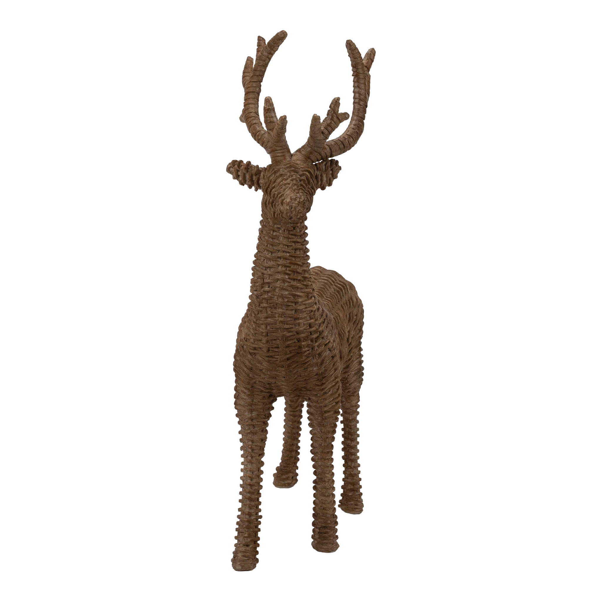 43cm Natural Faux Rattan Standing Deer - Seasonal Decor