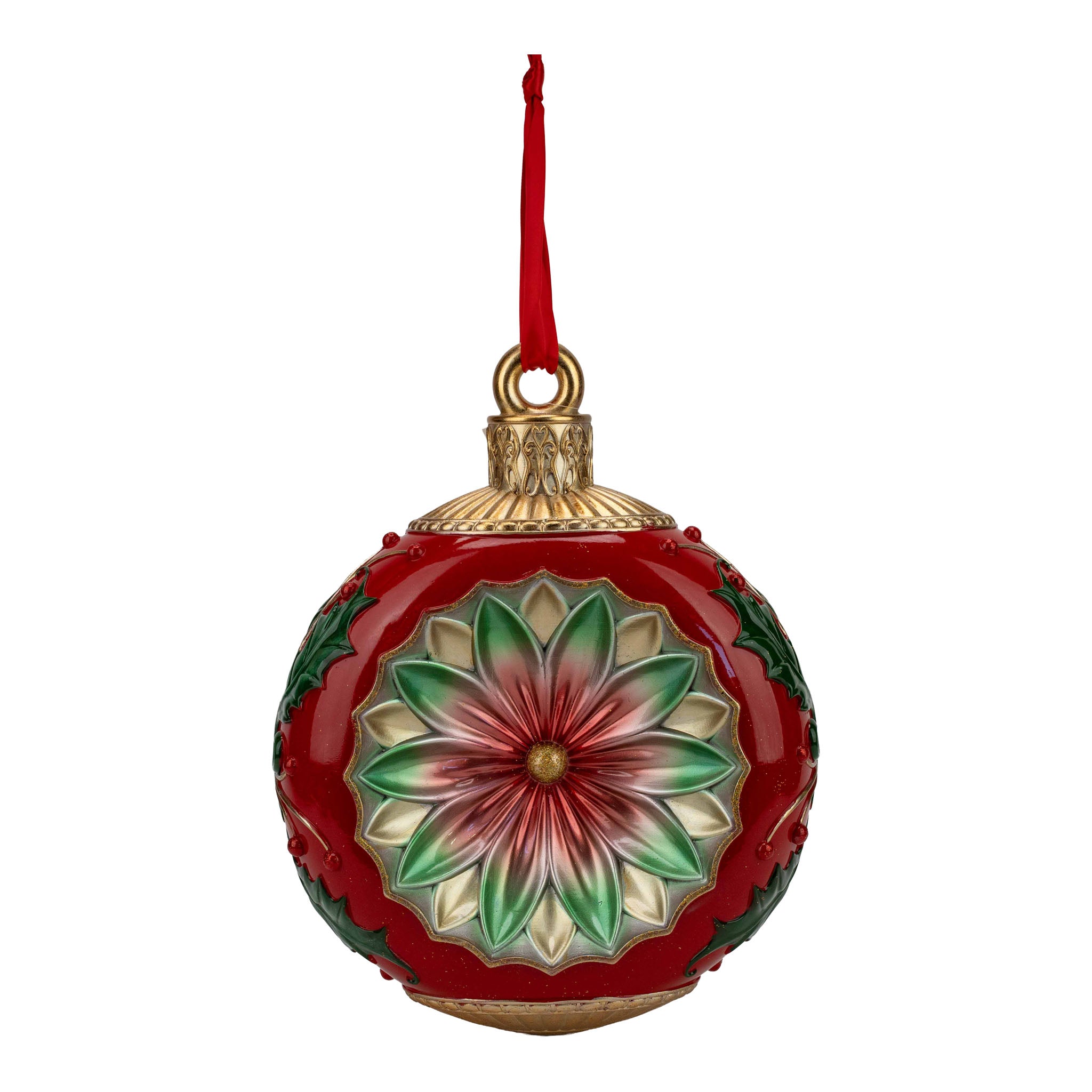 38cm Vintage Red Round Hanging - Seasonal Decor
