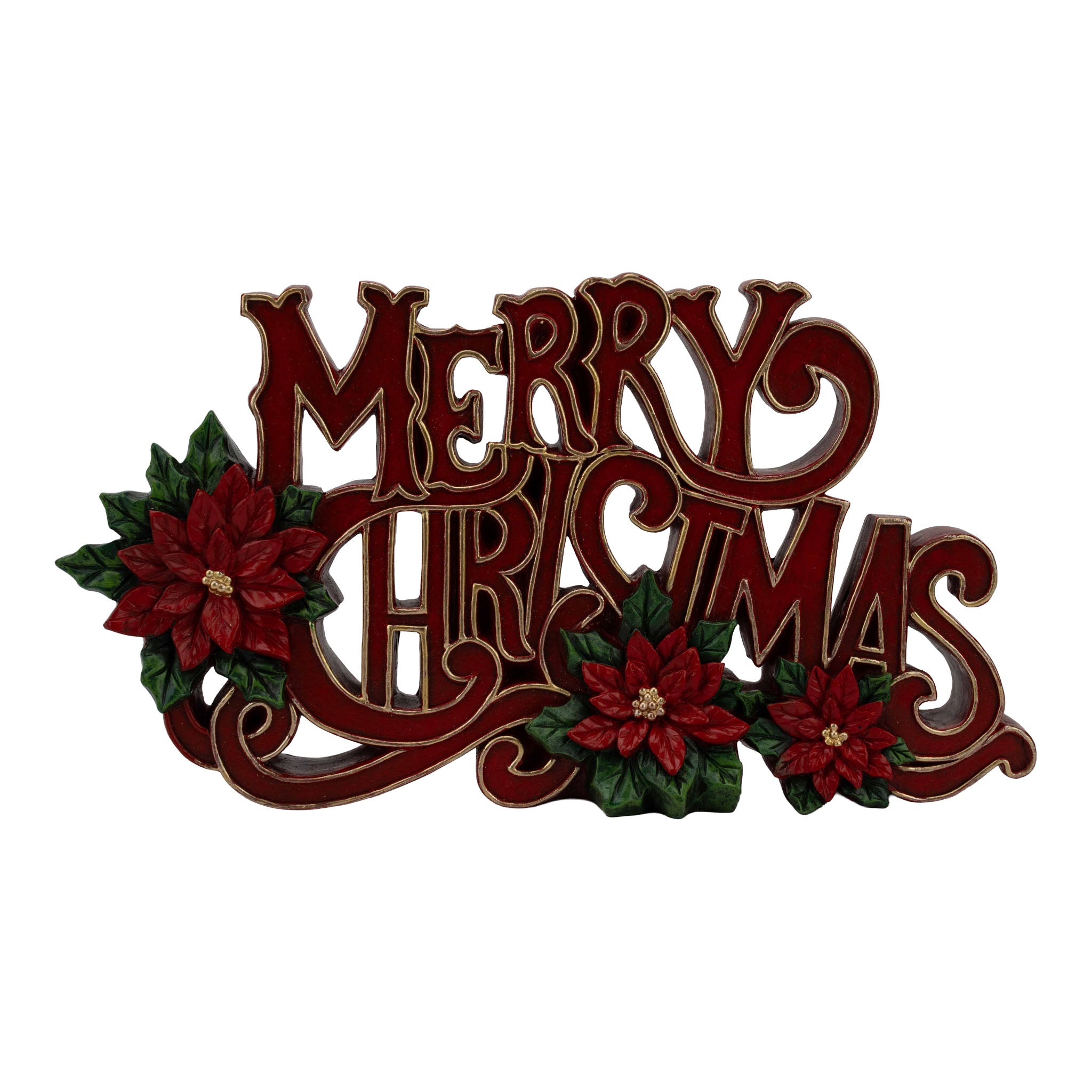 28cm Traditional Merry Christmas Sign - Seasonal Decor