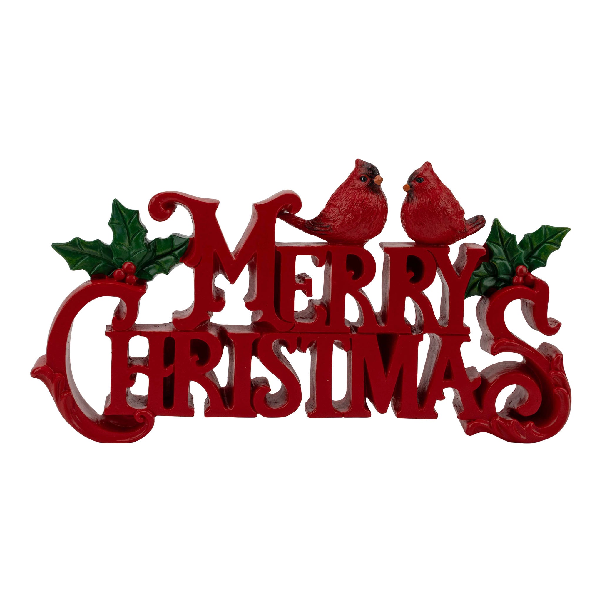 23cm Merry Christmas Cardinal Sign - Seasonal Decor